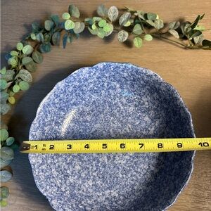 A Mann blue Specked Serving Bowl, made in Japan.